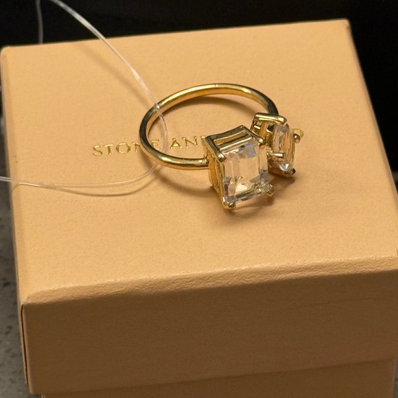 New Double Date Toi Et Moi Topaz Gold Ring from Stone and Strand collection. - Picture 8 of 9
